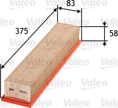 Valeo 585003 - Gaisa filtrs adetalas.lv