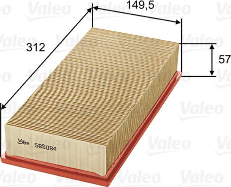 Valeo 585084 - Gaisa filtrs adetalas.lv