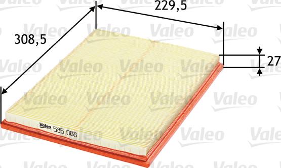 Valeo 585088 - Gaisa filtrs adetalas.lv