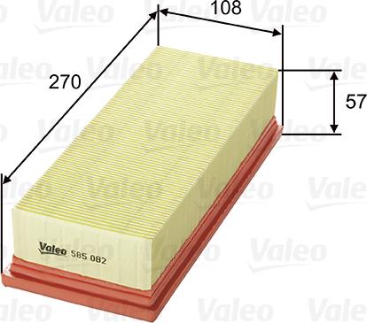 Valeo 585082 - Gaisa filtrs adetalas.lv