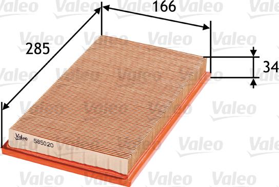 Valeo 585020 - Gaisa filtrs adetalas.lv