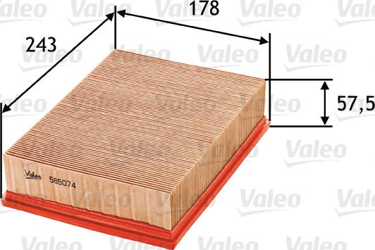 Valeo 585074 - Gaisa filtrs adetalas.lv