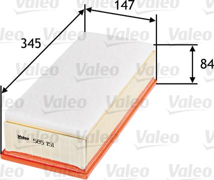 Valeo 585151 - Gaisa filtrs adetalas.lv