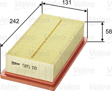 Valeo 585118 - Gaisa filtrs adetalas.lv