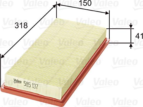 Valeo 585137 - Gaisa filtrs adetalas.lv