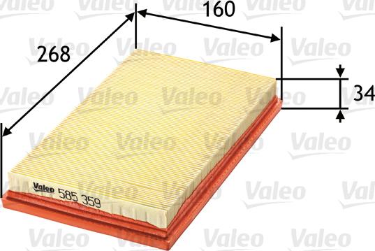 Valeo 585359 - Gaisa filtrs adetalas.lv