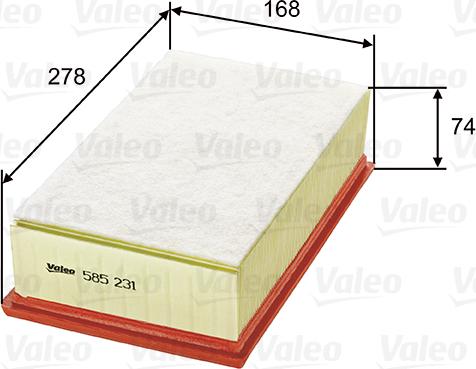 Valeo 585231 - Gaisa filtrs adetalas.lv