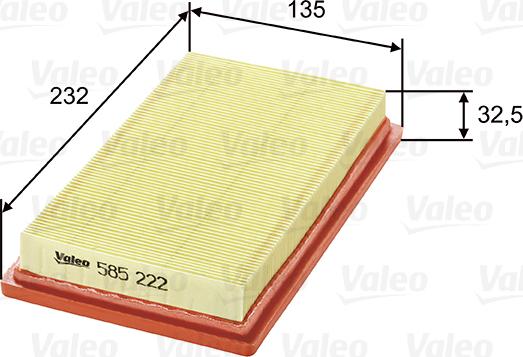 Valeo 585222 - Gaisa filtrs adetalas.lv