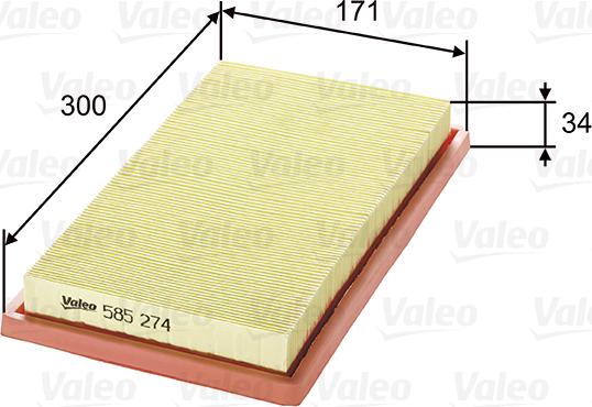 Valeo 585274 - Gaisa filtrs adetalas.lv