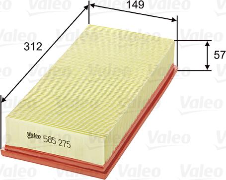 Valeo 585275 - Gaisa filtrs adetalas.lv