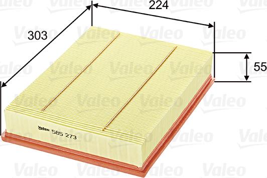 Valeo 585273 - Gaisa filtrs adetalas.lv