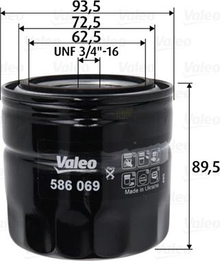 Valeo 586069 - Eļļas filtrs adetalas.lv