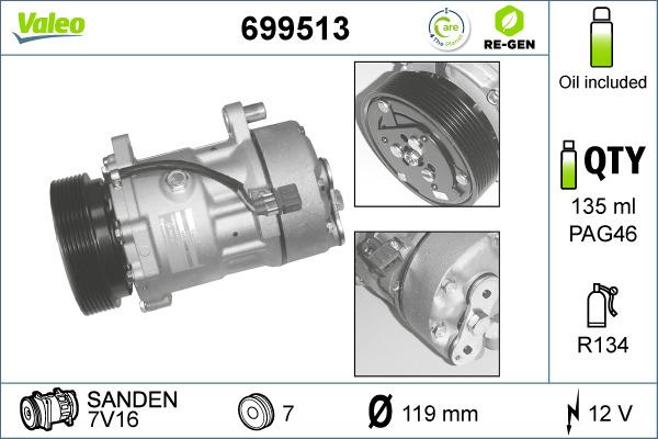 Valeo 699513 - Kompresors, Gaisa kond. sistēma adetalas.lv