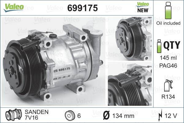 Valeo 699175 - Kompresors, Gaisa kond. sistēma adetalas.lv