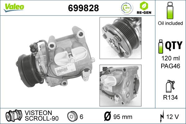 Valeo 699828 - Kompresors, Gaisa kond. sistēma adetalas.lv