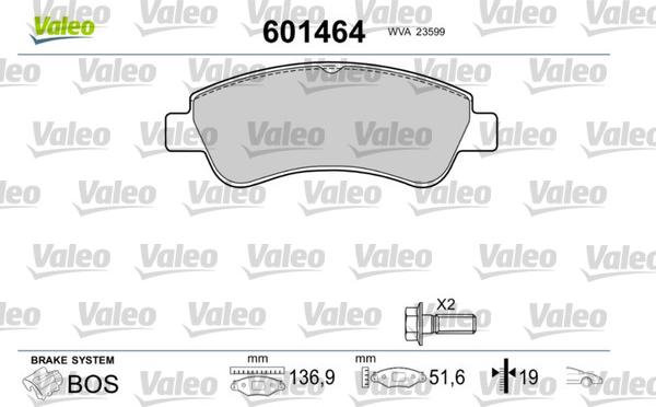 Valeo 601464 - Bremžu uzliku kompl., Disku bremzes adetalas.lv