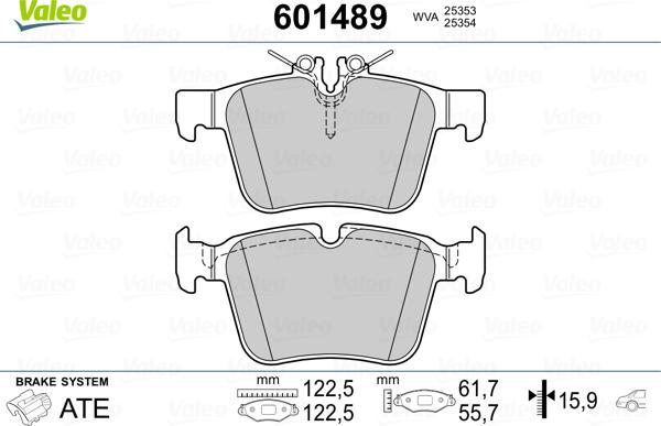 Valeo 601489 - Bremžu uzliku kompl., Disku bremzes adetalas.lv