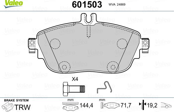 Valeo 601503 - Bremžu uzliku kompl., Disku bremzes adetalas.lv