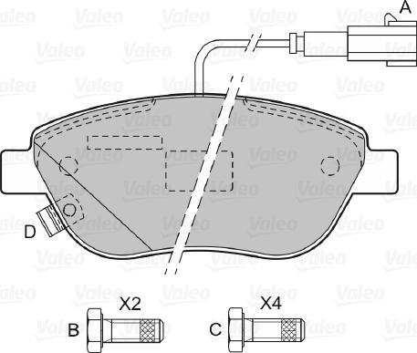 Valeo 601069 - Bremžu uzliku kompl., Disku bremzes adetalas.lv