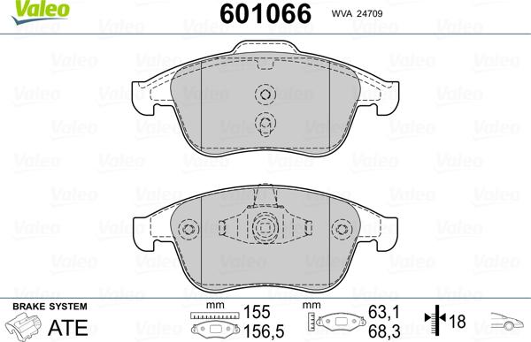 Valeo 601066 - Bremžu uzliku kompl., Disku bremzes adetalas.lv