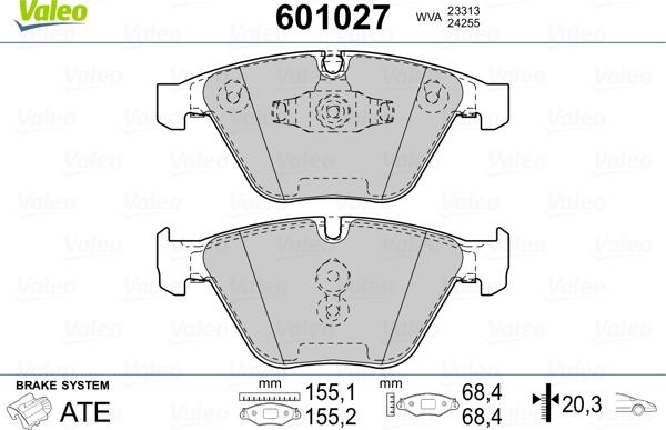 Valeo 601027 - Bremžu uzliku kompl., Disku bremzes adetalas.lv