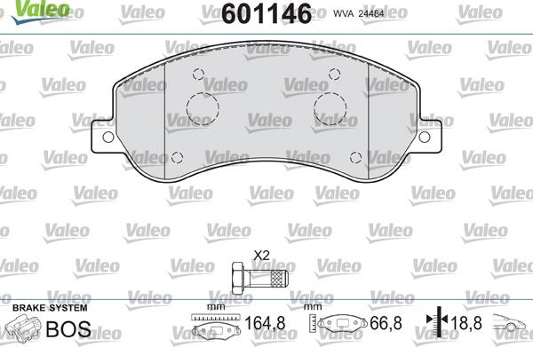 Valeo 601146 - Bremžu uzliku kompl., Disku bremzes adetalas.lv