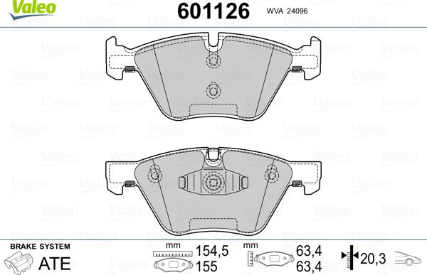 Valeo 601126 - Bremžu uzliku kompl., Disku bremzes adetalas.lv