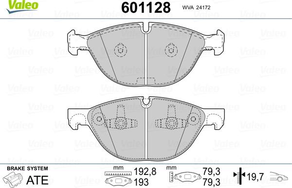 Valeo 601128 - Bremžu uzliku kompl., Disku bremzes adetalas.lv