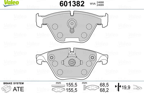 Valeo 601382 - Bremžu uzliku kompl., Disku bremzes adetalas.lv