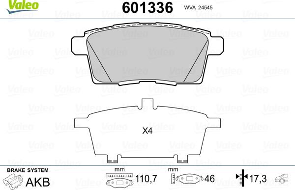 Valeo 601336 - Bremžu uzliku kompl., Disku bremzes adetalas.lv