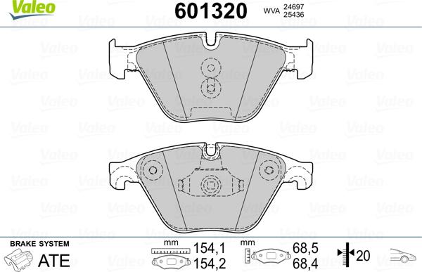 Valeo 601320 - Bremžu uzliku kompl., Disku bremzes adetalas.lv