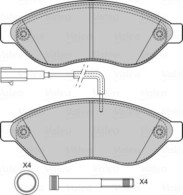 Valeo 601708 - Bremžu uzliku kompl., Disku bremzes adetalas.lv