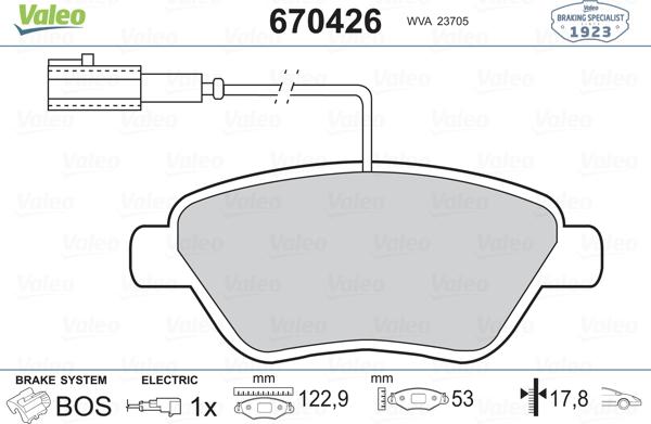 Valeo 670426 - Bremžu uzliku kompl., Disku bremzes adetalas.lv