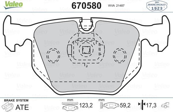 Valeo 670580 - Bremžu uzliku kompl., Disku bremzes adetalas.lv