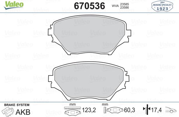 Valeo 670536 - Bremžu uzliku kompl., Disku bremzes adetalas.lv