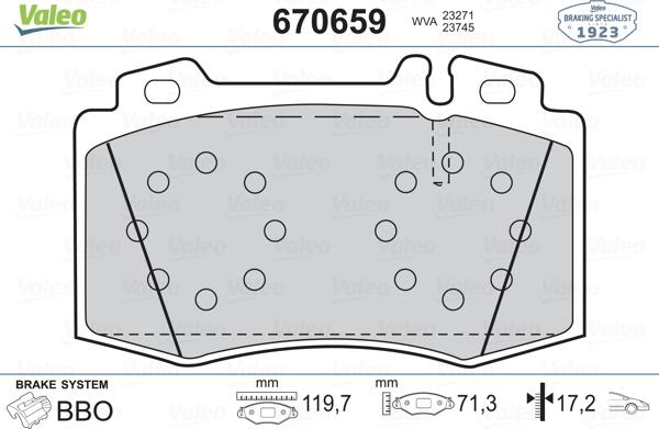 Valeo 670659 - Bremžu uzliku kompl., Disku bremzes adetalas.lv