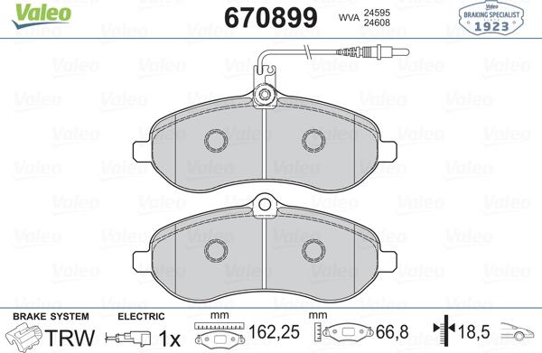 Valeo 670899 - Bremžu uzliku kompl., Disku bremzes adetalas.lv