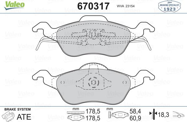 Valeo 670317 - Bremžu uzliku kompl., Disku bremzes adetalas.lv