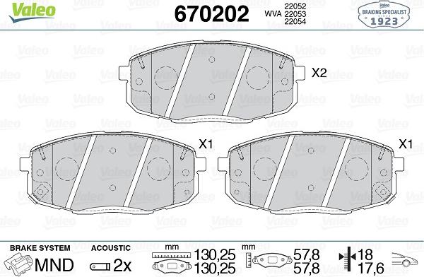 Valeo 670202 - Bremžu uzliku kompl., Disku bremzes adetalas.lv