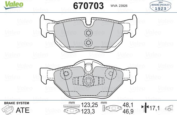 Valeo 670703 - Bremžu uzliku kompl., Disku bremzes adetalas.lv