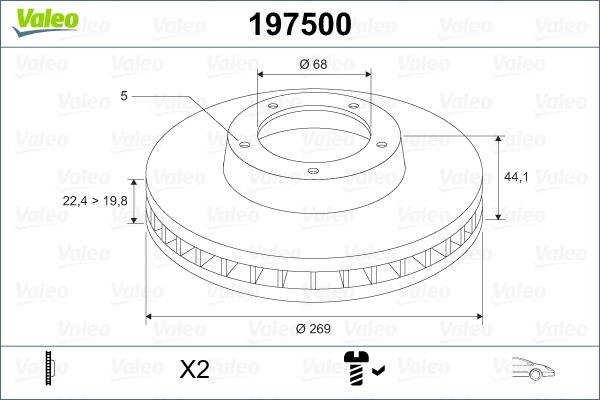 Valeo 197500 - Bremžu diski adetalas.lv