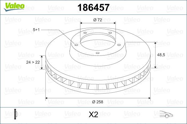 Valeo 186457 - Bremžu diski adetalas.lv