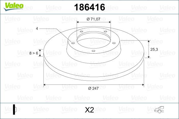 Valeo 186416 - Bremžu diski adetalas.lv