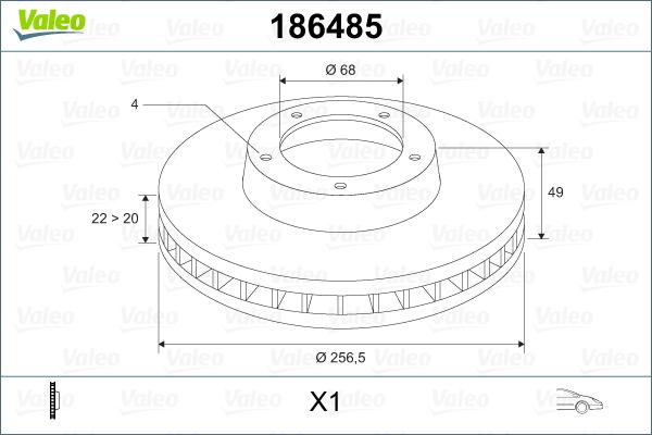 Valeo 186485 - Bremžu diski adetalas.lv