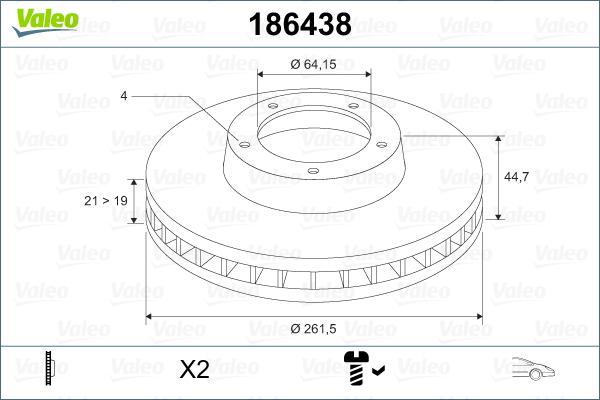 Valeo 186438 - Bremžu diski adetalas.lv