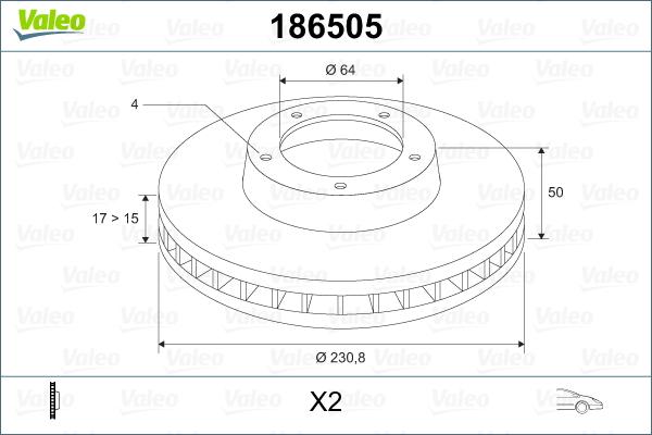 Valeo 186505 - Bremžu diski adetalas.lv