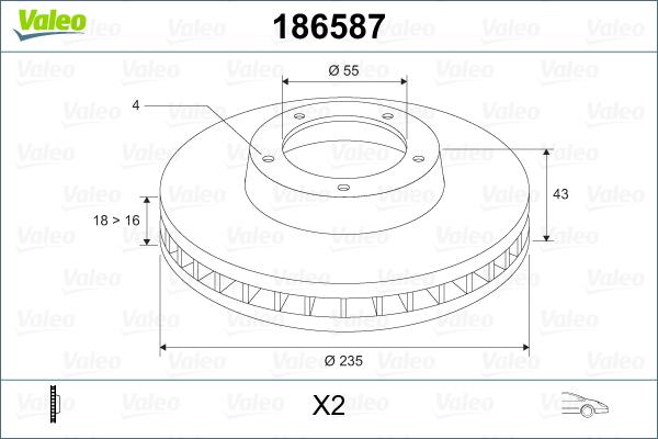 Valeo 186587 - Bremžu diski adetalas.lv