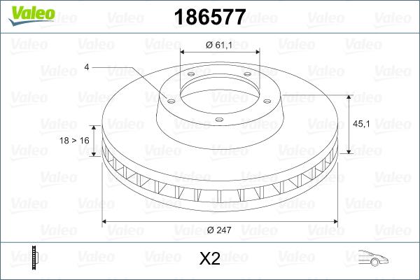 Valeo 186577 - Bremžu diski adetalas.lv