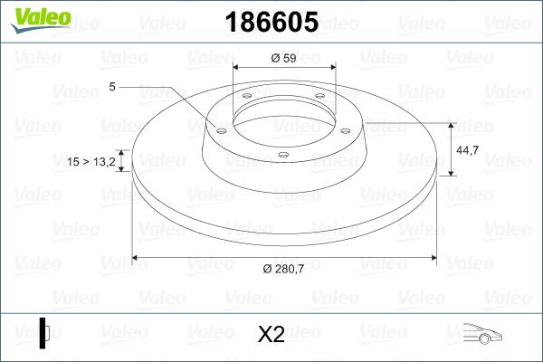 Valeo 186605 - Bremžu diski adetalas.lv