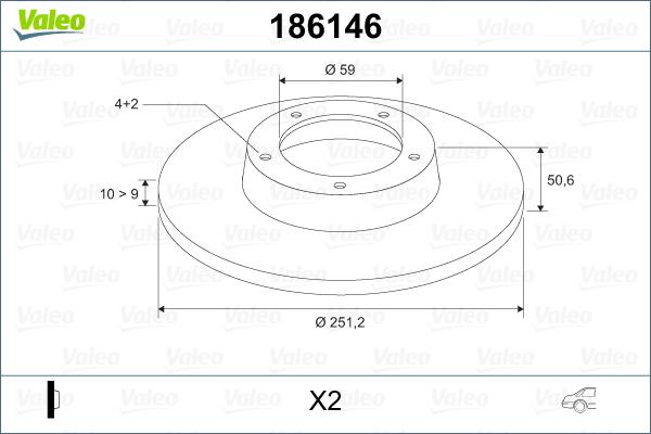 Valeo 186146 - Bremžu diski adetalas.lv